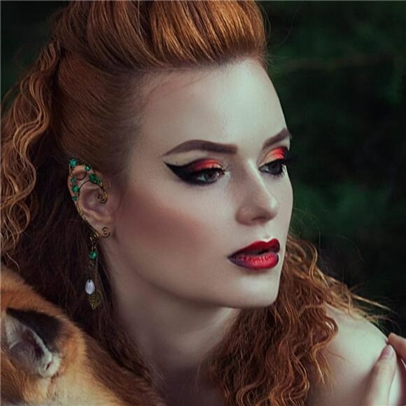 Fairy Elf Ear Cuffs Handmade Bronze Vintage Drop Dangle Wrap Costume Jewelry - Picture 4 of 7